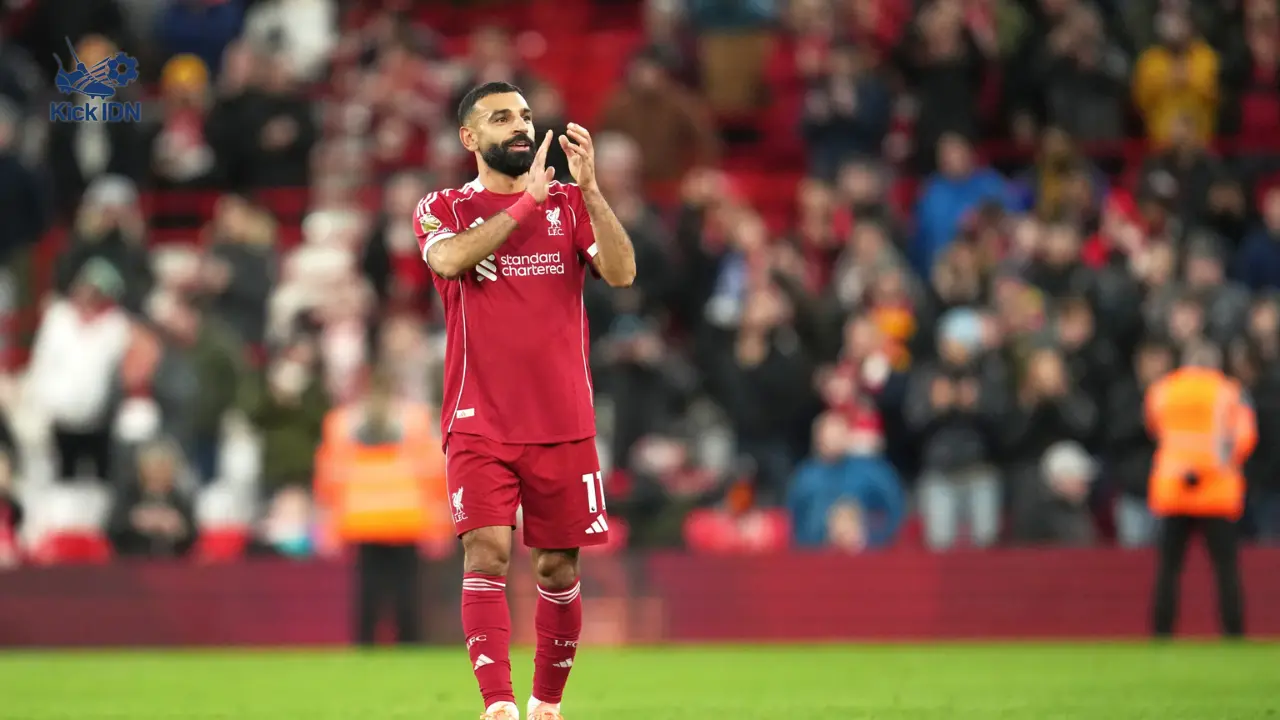 Pemain Liverpool Mo Salah merayakan gol ke gawang Wolves di laga Premier League 2026, analisis eksklusif KickIDN